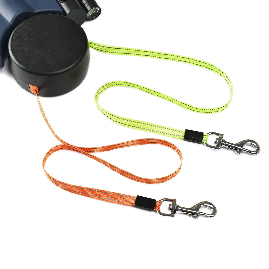3m Wysuwana smycz dla małych psów Odblaskowa podwójna smycz dla zwierząt Obrotowa 360 bez splątania Podwójna smycz dla psa ze światłami