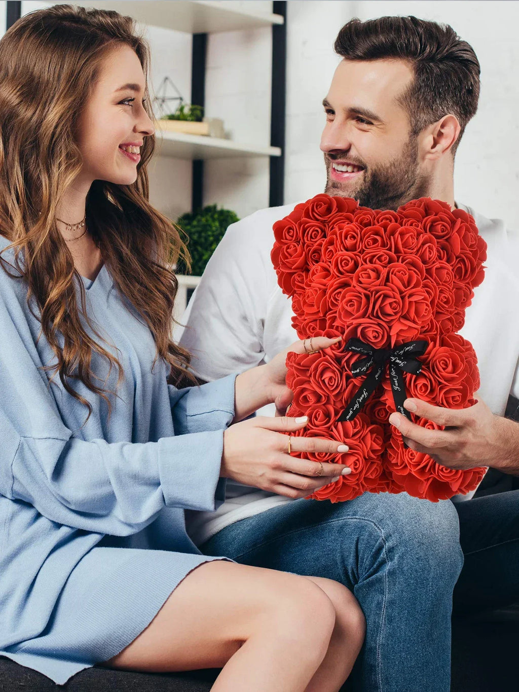 1 szt. Wieczna Róża w Bukiecie z Pluszowym Misiem – Idealny Prezent dla Mamy