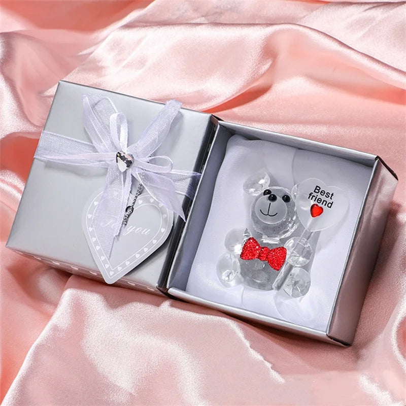 🐻🌹 Kryształowy Miś z Różami – Idealny Prezent na Walentynki, Dzień Matki i Ślub 🌹🐻
