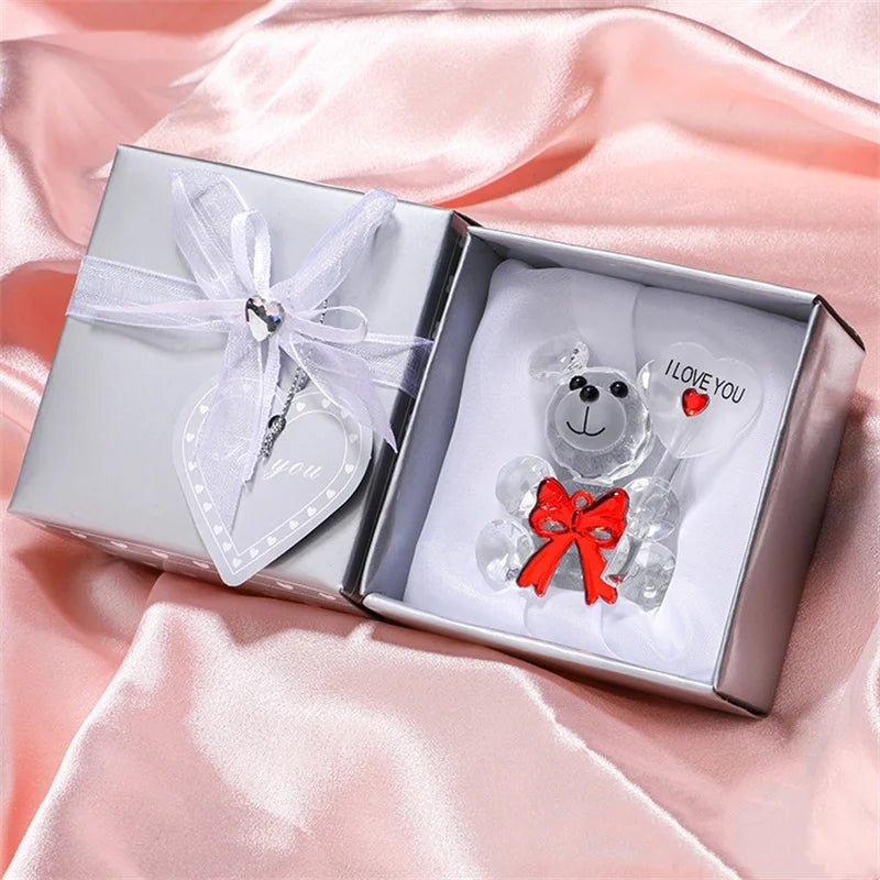 🐻🌹 Kryształowy Miś z Różami – Idealny Prezent na Walentynki, Dzień Matki i Ślub 🌹🐻