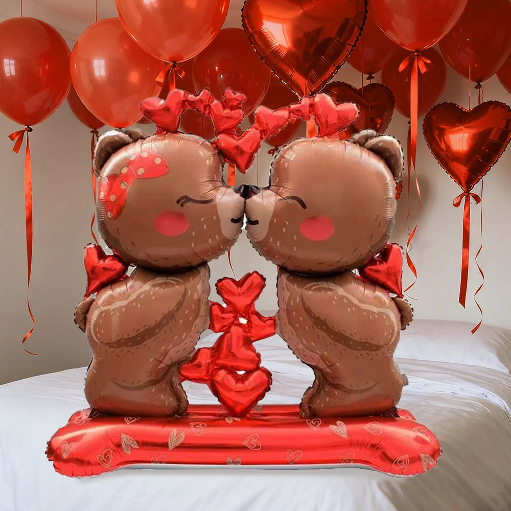 🎈 Balon Miś z Pocałunkiem – Romantyczna Dekoracja na Walentynki i Świętowanie Miłości 🎈